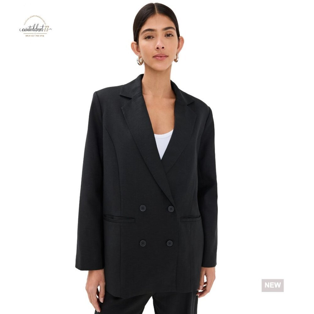 Oversized Linen Blend Blazer, Long Sleeve, Dry Clean Only, Modern Style